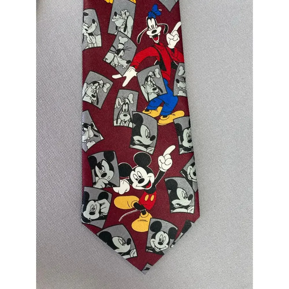 Disney Y2K Vintage Mickey Mouse Goofy &‎ Pluto Suit Neck Tie 90s Fun Quirky